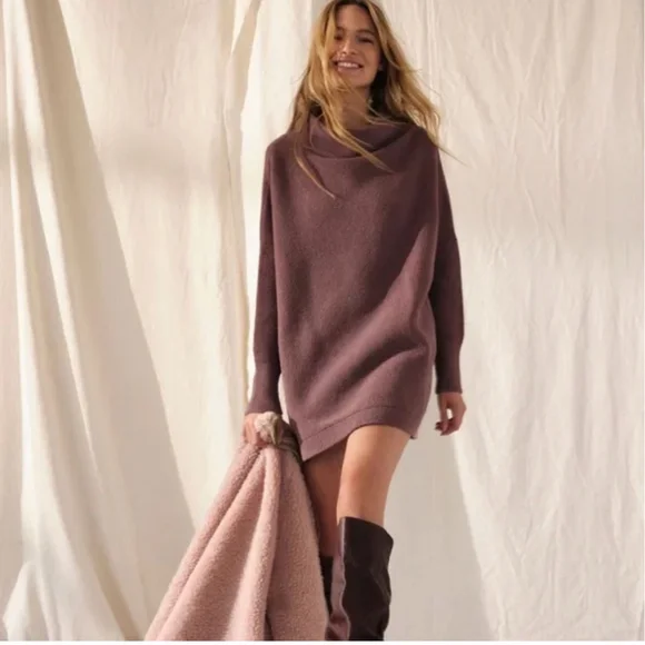 Women's Free People Cowl Neck Sweater L Brown - Picture 2 of 6